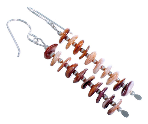 Authentic Sterling Silver Purple Orange Oyster Shell Bead Hook Dangle Earrings DX115845